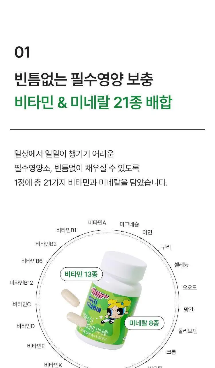 [키링증정/1+1더블기획] 여에스더 멀티비타민 미네랄 파워퍼프걸 에디션 (총 2개월분) 상세페이지 13